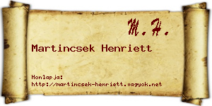Martincsek Henriett névjegykártya
